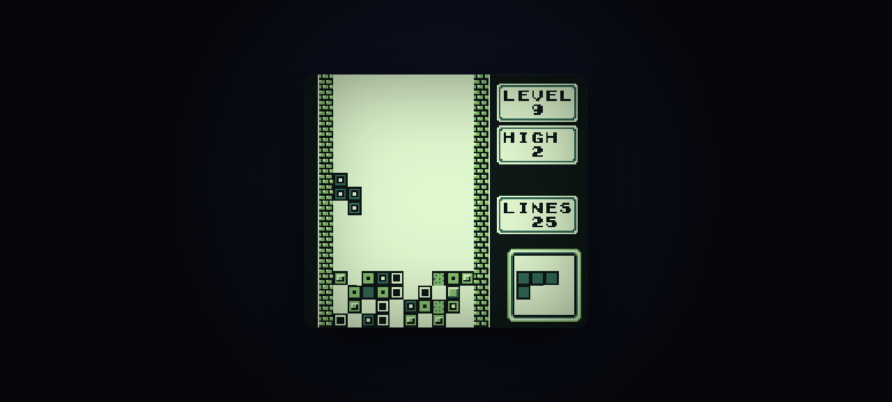 The Game Boy emulator running Tetris